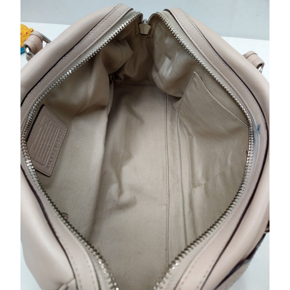 Coach Haley Light Nude Perforated Leather Top Handles Zipper Satchel Bag - Picture 9 of 14